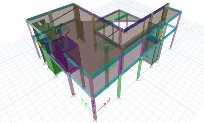 Modern building with triangular design